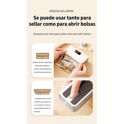 Sellador de Bolsas – Sella hasta 300 veces por Carga y Conserva tus Alimentos
