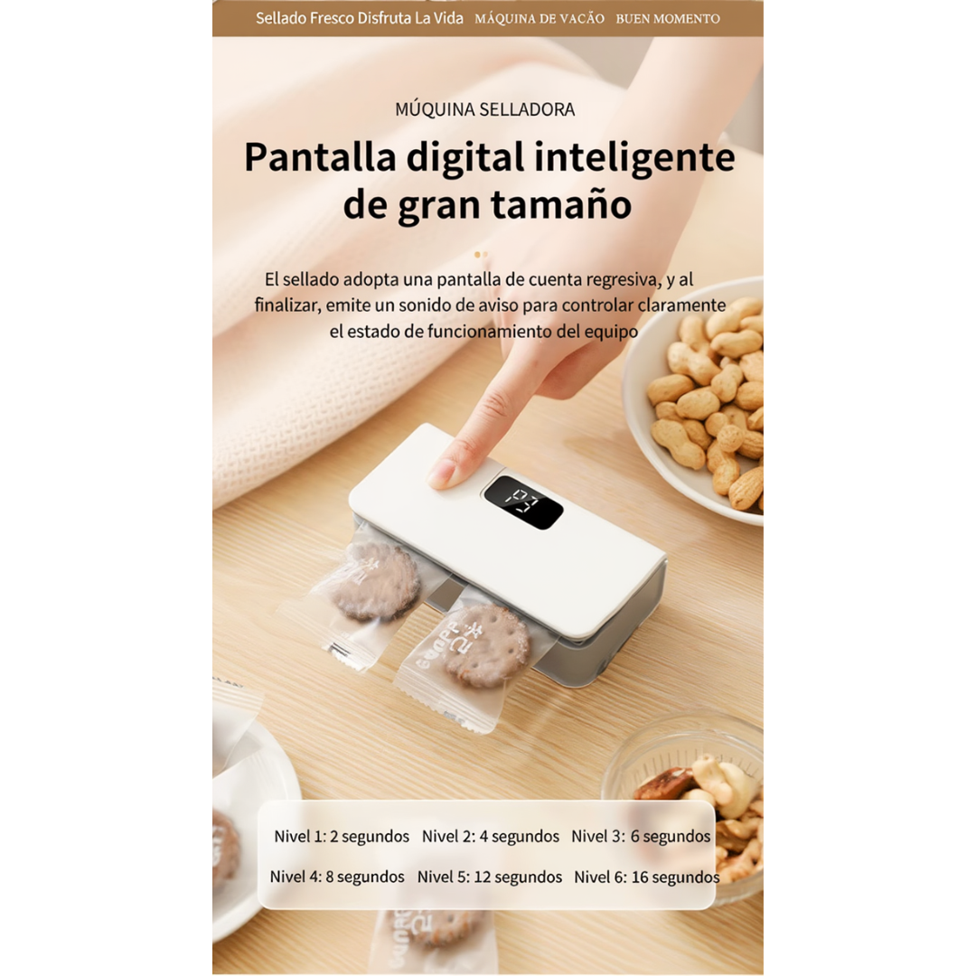 Sellador de Bolsas – Sella hasta 300 veces por Carga y Conserva tus Alimentos