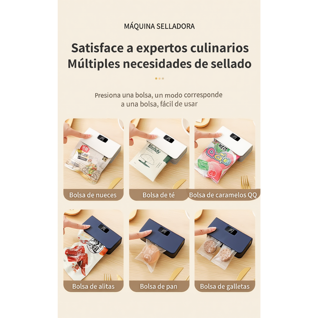 Sellador de Bolsas – Sella hasta 300 veces por Carga y Conserva tus Alimentos